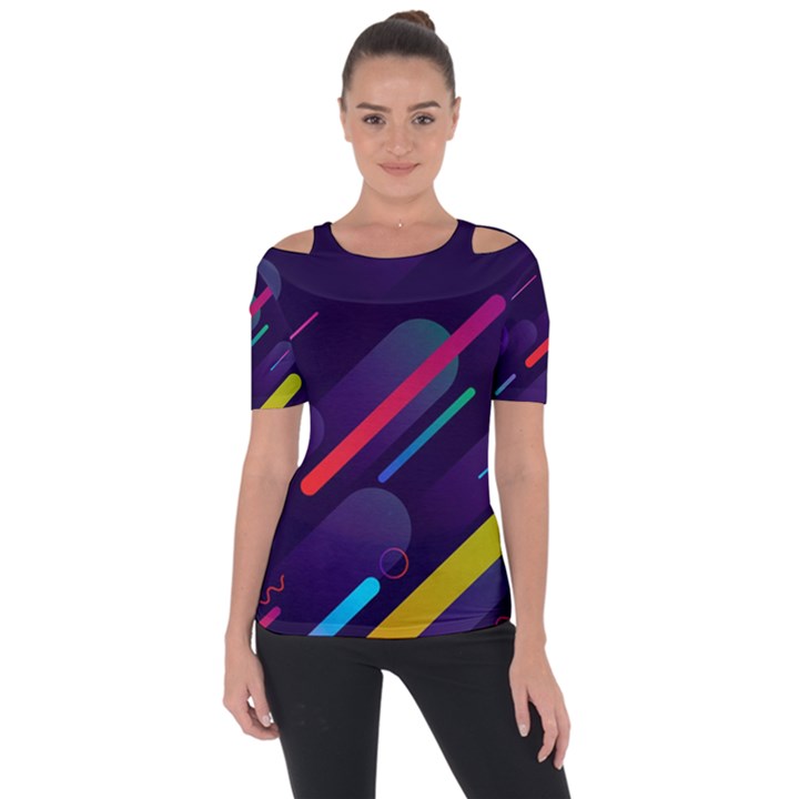 Colorful-abstract-background Shoulder Cut Out Short Sleeve Top