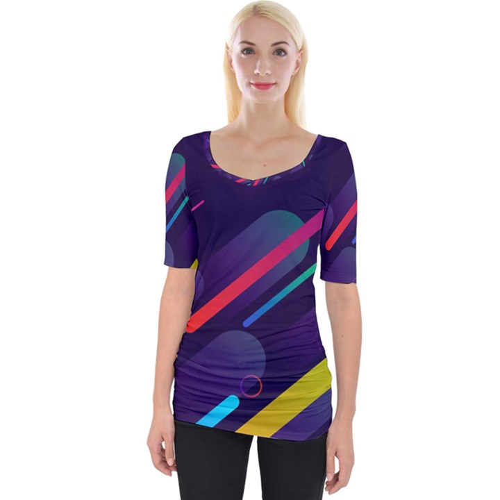 Colorful-abstract-background Wide Neckline Tee