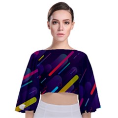 Colorful-abstract-background Tie Back Butterfly Sleeve Chiffon Top by Wegoenart