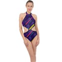 Colorful-abstract-background Halter Side Cut Swimsuit View1