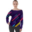 Colorful-abstract-background Off Shoulder Long Sleeve Velour Top View1