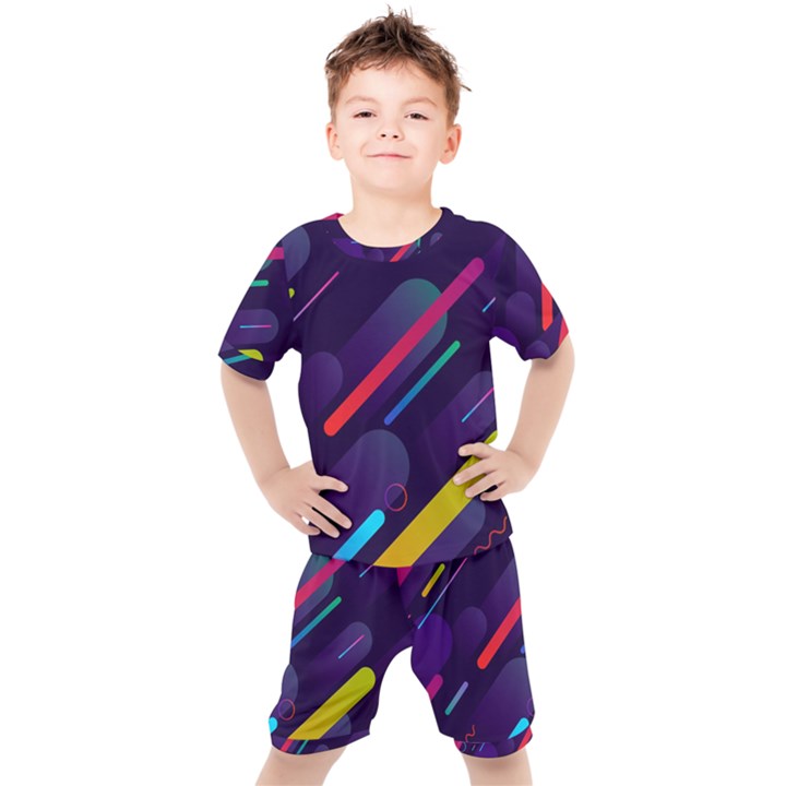 Colorful-abstract-background Kids  Tee and Shorts Set