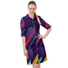 Colorful-abstract-background Long Sleeve Mini Shirt Dress by Wegoenart