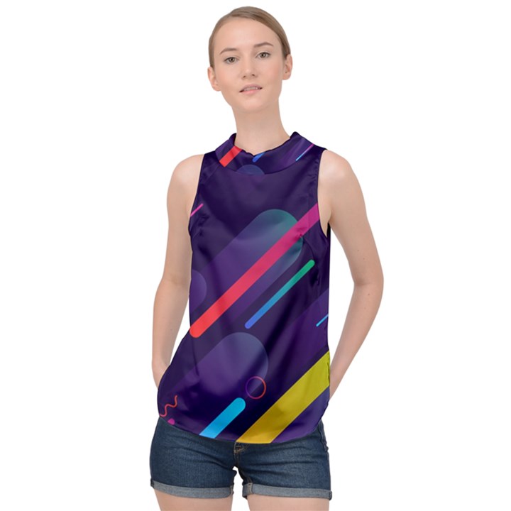 Colorful-abstract-background High Neck Satin Top