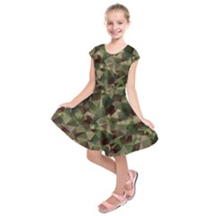 Abstract-vector-military-camouflage-background Kids  Short Sleeve Dress