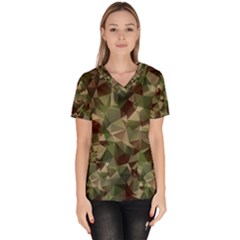 Abstract-vector-military-camouflage-background Women s V-neck Scrub Top by Wegoenart