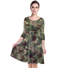 Abstract-vector-military-camouflage-background Quarter Sleeve Waist Band Dress by Wegoenart