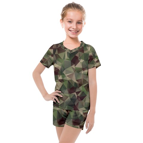 Abstract-vector-military-camouflage-background Kids  Mesh Tee And Shorts Set by Wegoenart