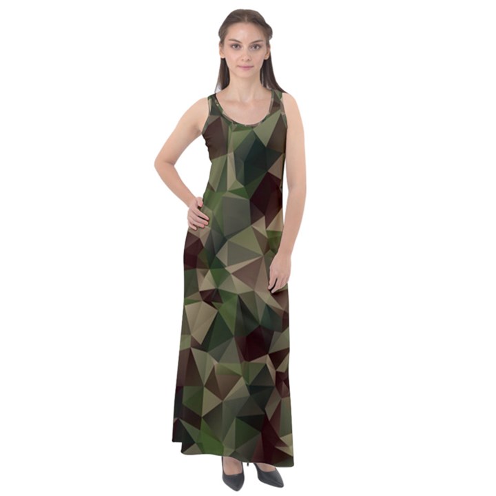 Abstract-vector-military-camouflage-background Sleeveless Velour Maxi Dress