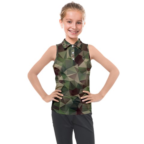 Abstract-vector-military-camouflage-background Kids  Sleeveless Polo Tee by Wegoenart