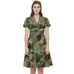 Abstract-vector-military-camouflage-background Short Sleeve Waist Detail Dress by Wegoenart