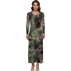 Abstract-vector-military-camouflage-background Long Sleeve Velour Longline Maxi Dress by Wegoenart