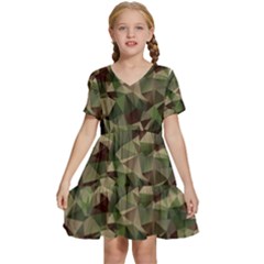 Abstract-vector-military-camouflage-background Kids  Short Sleeve Tiered Mini Dress