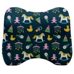 Cute Babies Toys Seamless Pattern Velour Head Support Cushion by Wegoenart