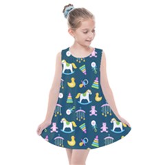 Cute Babies Toys Seamless Pattern Kids  Summer Dress by Wegoenart