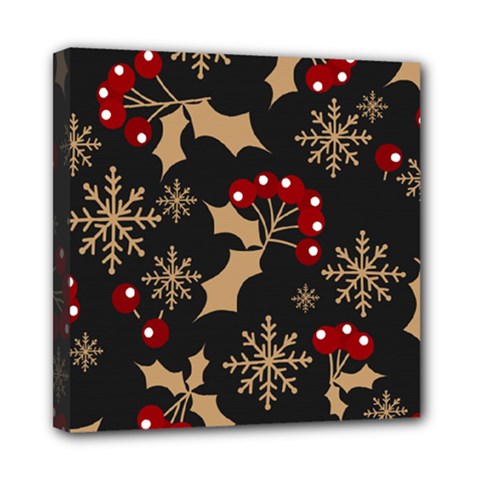 Christmas Pattern With Snowflakes-berries Mini Canvas 8  X 8  (stretched) by Wegoenart