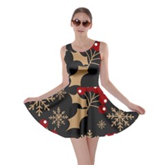 Christmas Pattern With Snowflakes-berries Skater Dress by Wegoenart