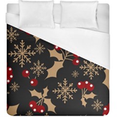 Christmas Pattern With Snowflakes-berries Duvet Cover (king Size) by Wegoenart