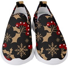 Christmas Pattern With Snowflakes-berries Kids  Slip On Sneakers by Wegoenart