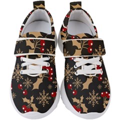 Christmas Pattern With Snowflakes-berries Kids  Velcro Strap Shoes by Wegoenart