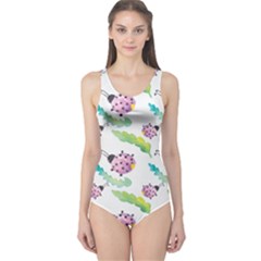 Watercolor-pattern-with-lady-bug One Piece Swimsuit by Wegoenart