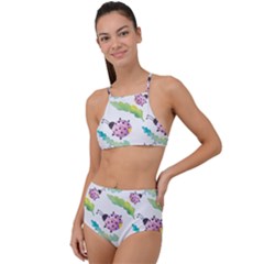 Watercolor-pattern-with-lady-bug High Waist Tankini Set by Wegoenart