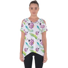 Watercolor-pattern-with-lady-bug Cut Out Side Drop Tee by Wegoenart