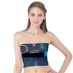 Gradient Geometric Shapes Dark Background Tube Top by Wegoenart