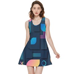 Gradient Geometric Shapes Dark Background Inside Out Reversible Sleeveless Dress by Wegoenart