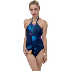 Gradient Geometric Shapes Dark Background Go With The Flow One Piece Swimsuit by Wegoenart