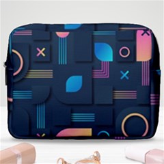 Gradient Geometric Shapes Dark Background Make Up Pouch (large) by Wegoenart