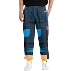 Gradient Geometric Shapes Dark Background Men s Elastic Waist Pants by Wegoenart