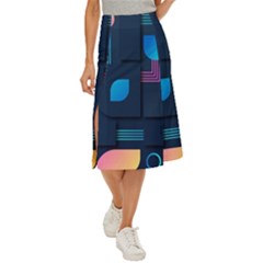 Gradient Geometric Shapes Dark Background Midi Panel Skirt by Wegoenart