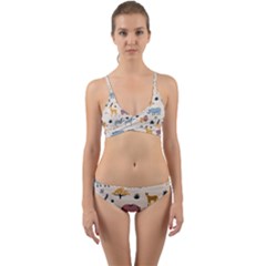 Wild-animals-seamless-pattern Wrap Around Bikini Set by Wegoenart