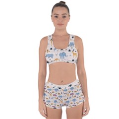 Wild-animals-seamless-pattern Racerback Boyleg Bikini Set by Wegoenart