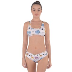 Wild-animals-seamless-pattern Criss Cross Bikini Set by Wegoenart