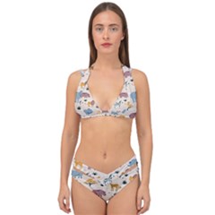 Wild-animals-seamless-pattern Double Strap Halter Bikini Set by Wegoenart