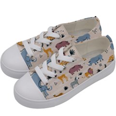 Wild-animals-seamless-pattern Kids  Low Top Canvas Sneakers by Wegoenart