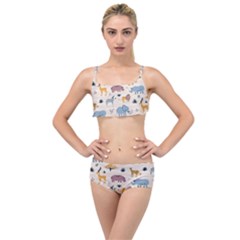 Wild-animals-seamless-pattern Layered Top Bikini Set by Wegoenart