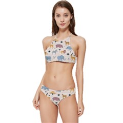 Wild-animals-seamless-pattern Banded Triangle Bikini Set by Wegoenart