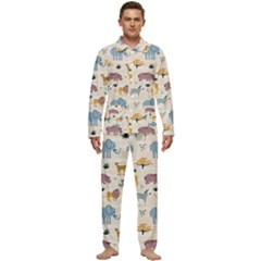 Wild-animals-seamless-pattern Men s Long Sleeve Velvet Pocket Pajamas Set by Wegoenart