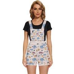 Wild-animals-seamless-pattern Short Overalls