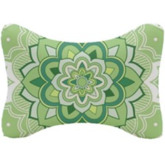 Floral-green-mandala-white Seat Head Rest Cushion by Wegoenart