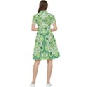 Floral-green-mandala-white Short Sleeve Waist Detail Dress View2