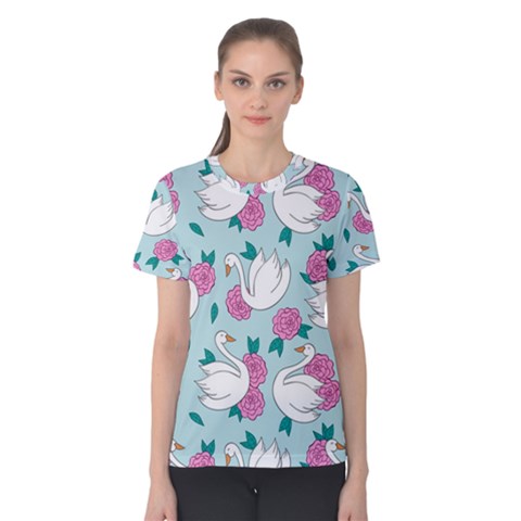 Classy Swan Pattern Women s Cotton Tee by Wegoenart