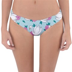 Classy Swan Pattern Reversible Hipster Bikini Bottoms by Wegoenart