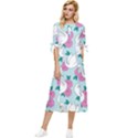 Classy swan pattern Bow Sleeve Chiffon Midi Dress View1