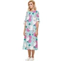 Classy swan pattern Bow Sleeve Chiffon Midi Dress View2