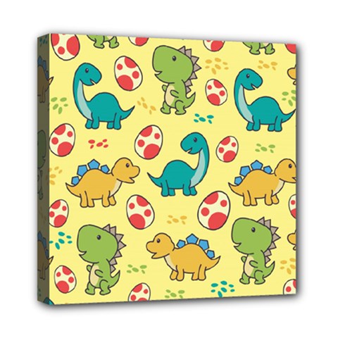 Seamless Pattern With Cute Dinosaurs Character Mini Canvas 8  X 8  (stretched) by Wegoenart