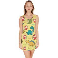 Seamless Pattern With Cute Dinosaurs Character Bodycon Dress by Wegoenart